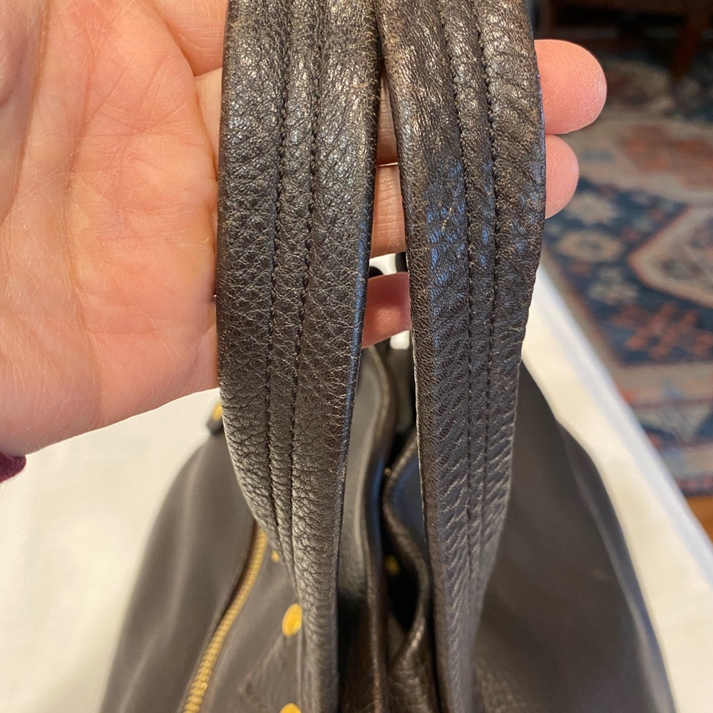 MCM Dark Brown Satchel with Gold Details - Picture 7 of 10